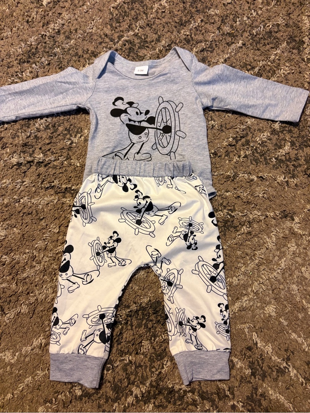 Grey Baby Two-Piece Mickey Mouse Outfit